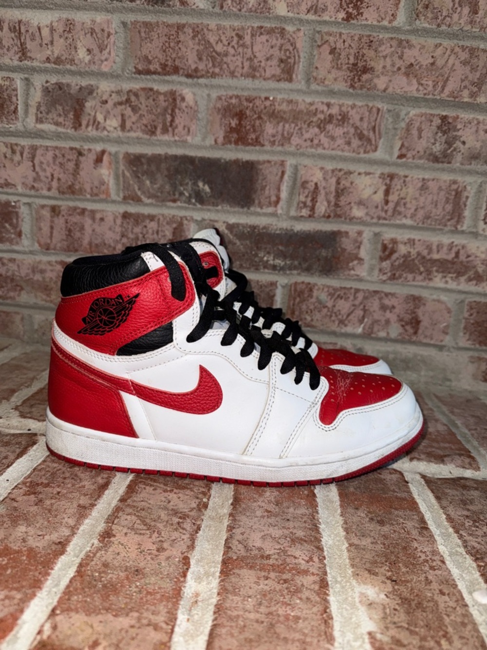 Jordan Retro High-Top Sneakers in Red, White & Black